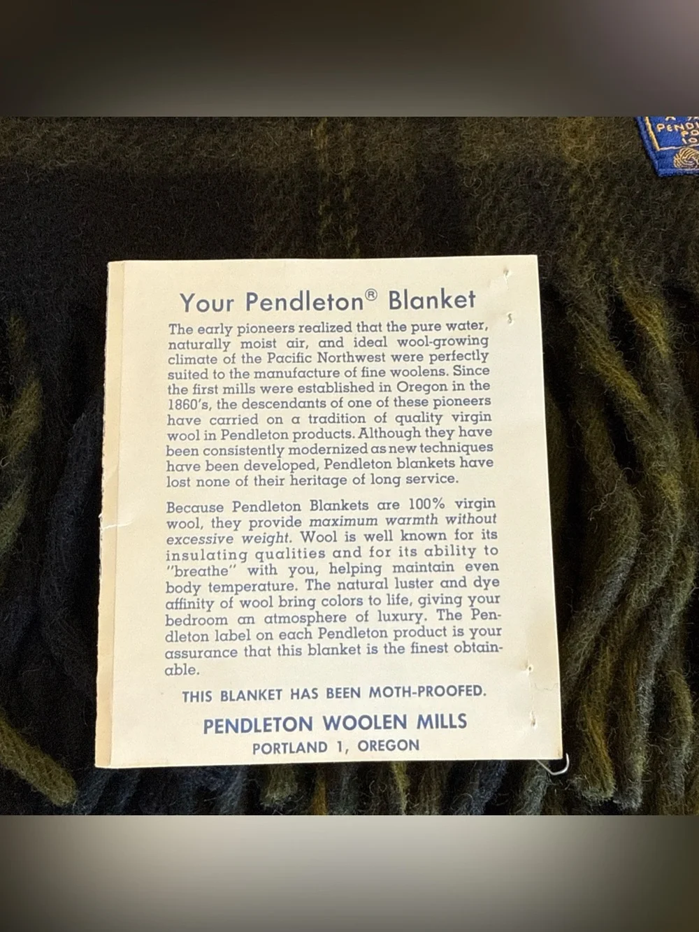 VTG Pendleton 100% Virgin Wool Plaid Tartan Fringe Blanket Throw 52